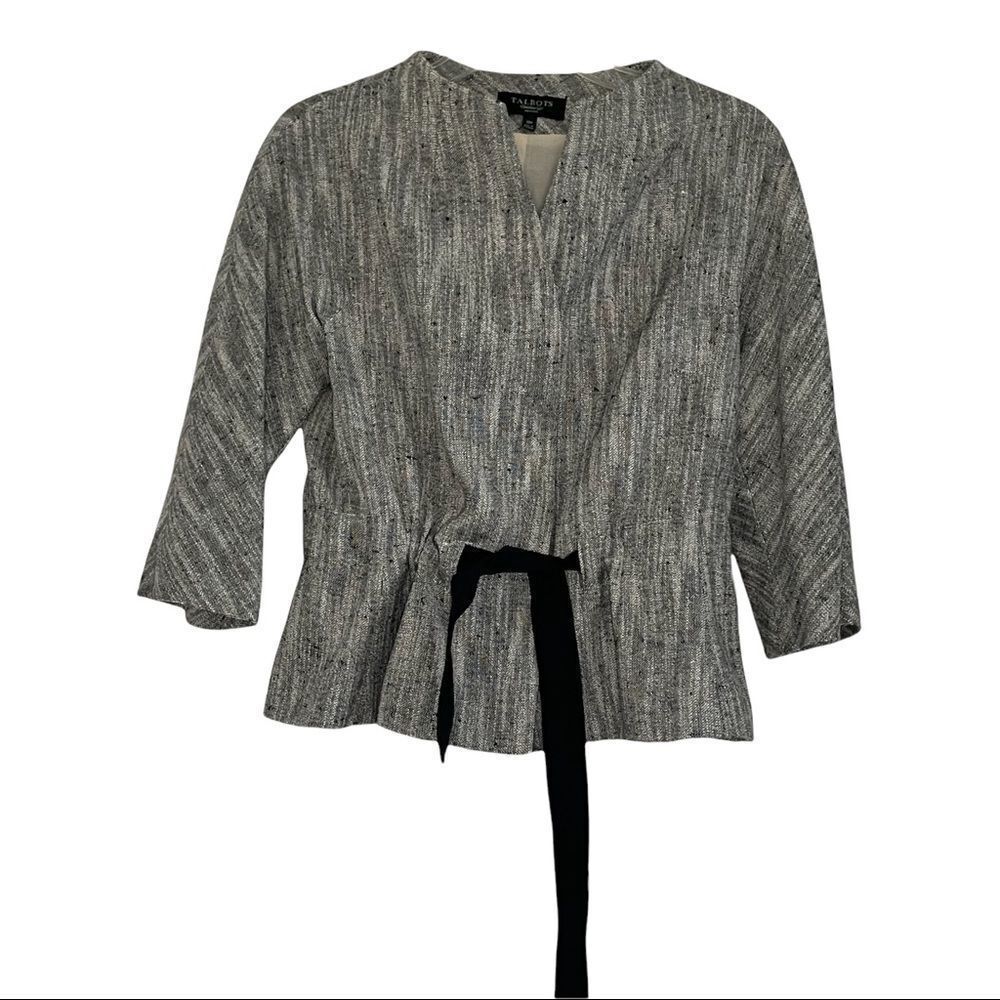Talbots Gray/Silver Tie Waist Jacket 10P